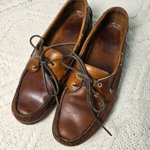 Sebago Docksides Authentic Oiled Leather Boat Shoes Mens Size 12 N Brown Loafers
